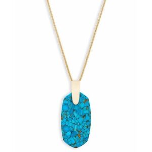 Kendra Scott Inez large turquoise pendant adjustable chain gold tone